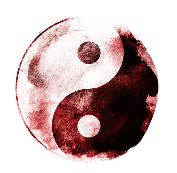 Watercolor sigh of Yin and yang