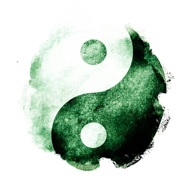 Watercolor sigh of Yin and yang — Stock Photo, Image