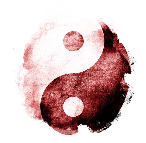 Watercolor sigh of Yin and yang