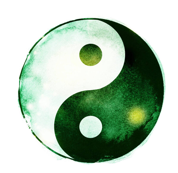 Watercolor sigh of Yin and yang