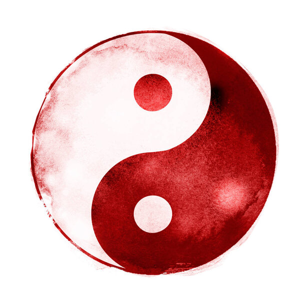 Watercolor sigh of Yin and yang