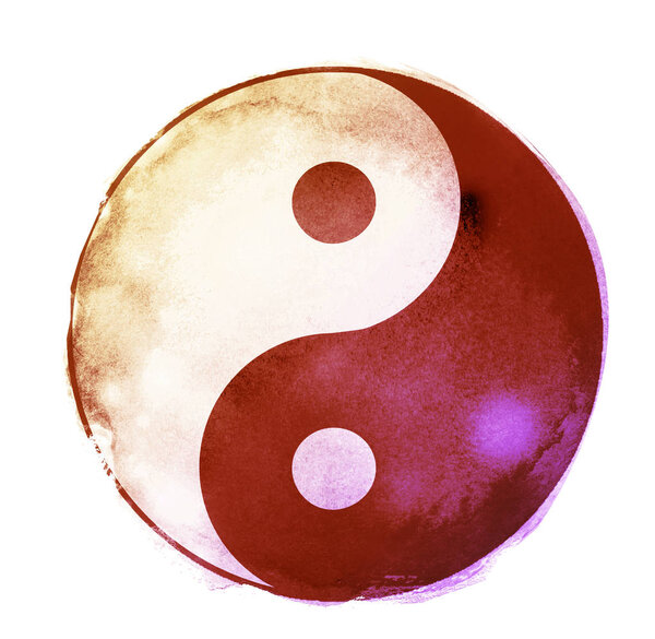 Watercolor sigh of Yin and yang