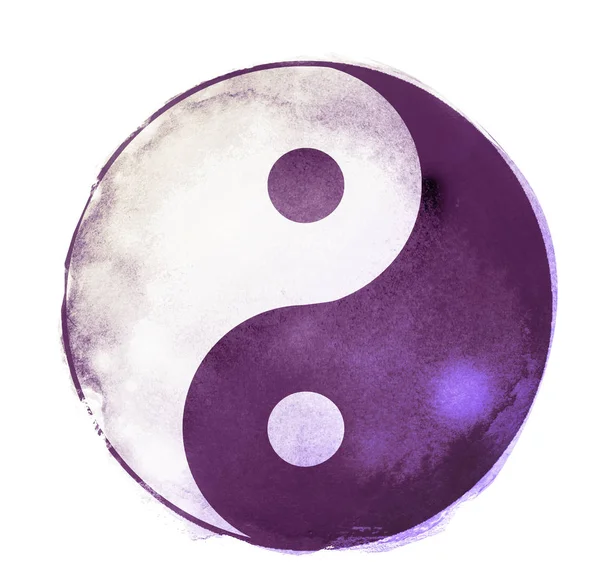 Watercolor sigh of Yin and yang — Stock Photo, Image