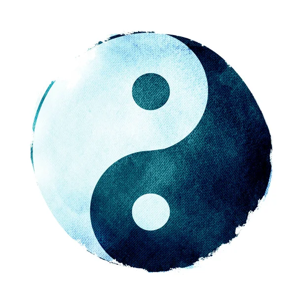 Watercolor sigh of Yin and yang — Stock Photo, Image