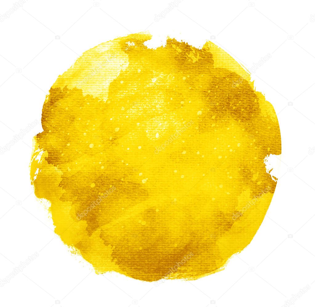 orange and yellow watercolor stain isolated on white background