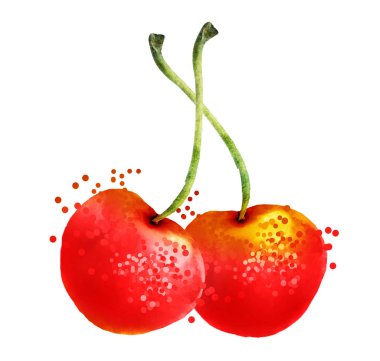 Beyaz üzerine suluboya kiraz