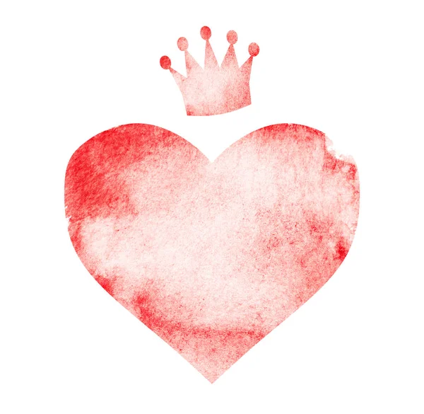 Akvarell hjärta med krona — Stockfoto