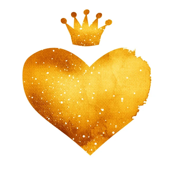 Corazón acuarela con corona — Foto de Stock