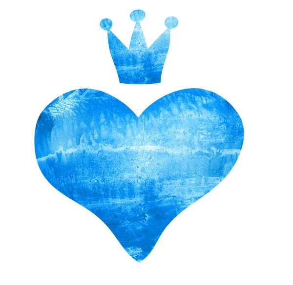 Akvarell hjärta med krona — Stockfoto