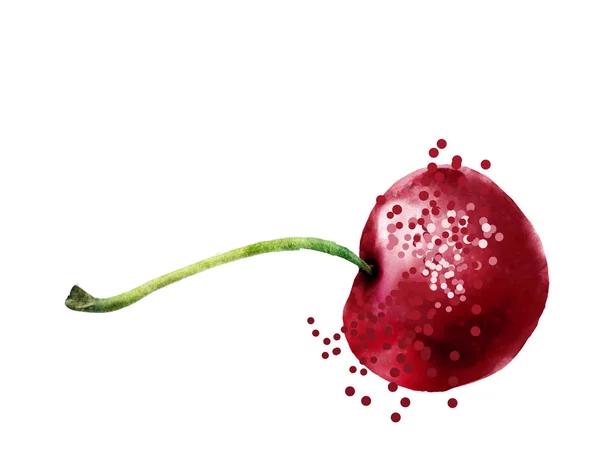 Watercolor cherry on white — Stock Photo, Image
