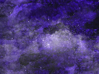 Arka planda yıldızlar olan gece gökyüzü. Suluboya
