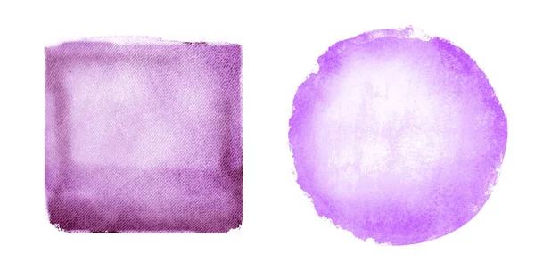 Two Watercolor Circle Square White Background — Stock Photo, Image