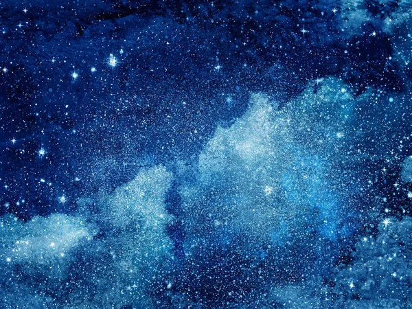 Arka Planda Yıldızlar Olan Gece Gökyüzü Suluboya — Stok fotoğraf