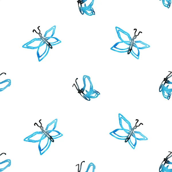 Бесшовный Рисунок Бабочками Изолированными Белом — стоковое фото