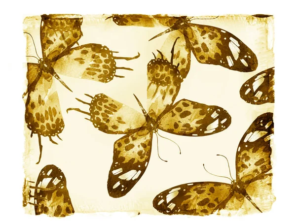 Kelebekler Ile Suluboya Arka Plan — Stok fotoğraf
