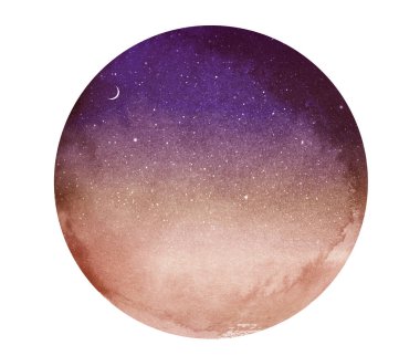 Romantik Watercolor gökyüzü arkaplanı beyaza izole edildi