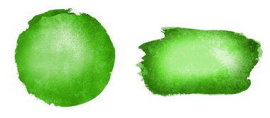 İki suluboya daire ve arkaplan olarak beyaz üzerinde dikdörtgen