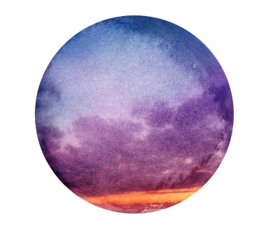 Romantik Watercolor gökyüzü arkaplanı beyaza izole edildi