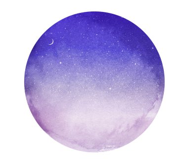 Romantik Watercolor gökyüzü arkaplanı beyaza izole edildi