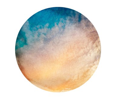 Romantik Watercolor gökyüzü arkaplanı beyaza izole edildi