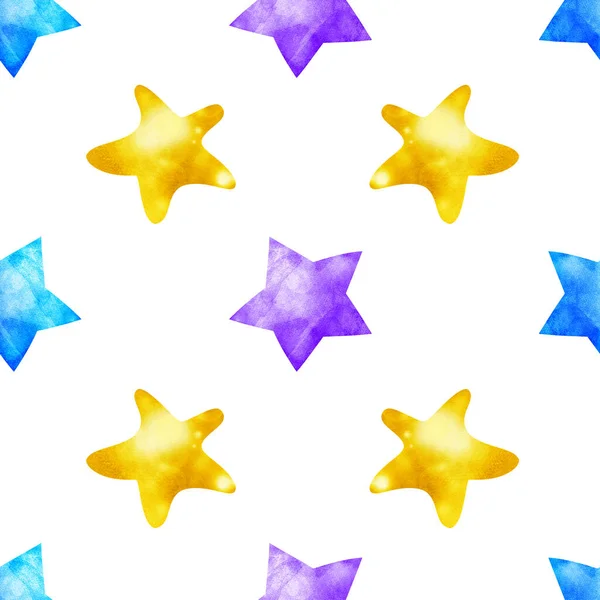 Padrão Aquarela Sem Costura Com Estrelas — Fotografia de Stock