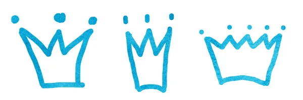 白の上に3つの水彩画の王冠 — ストック写真