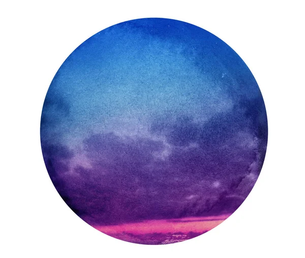 Romantische Aquarell Himmel Hintergrund Isoliert Auf Weiß — Stockfoto