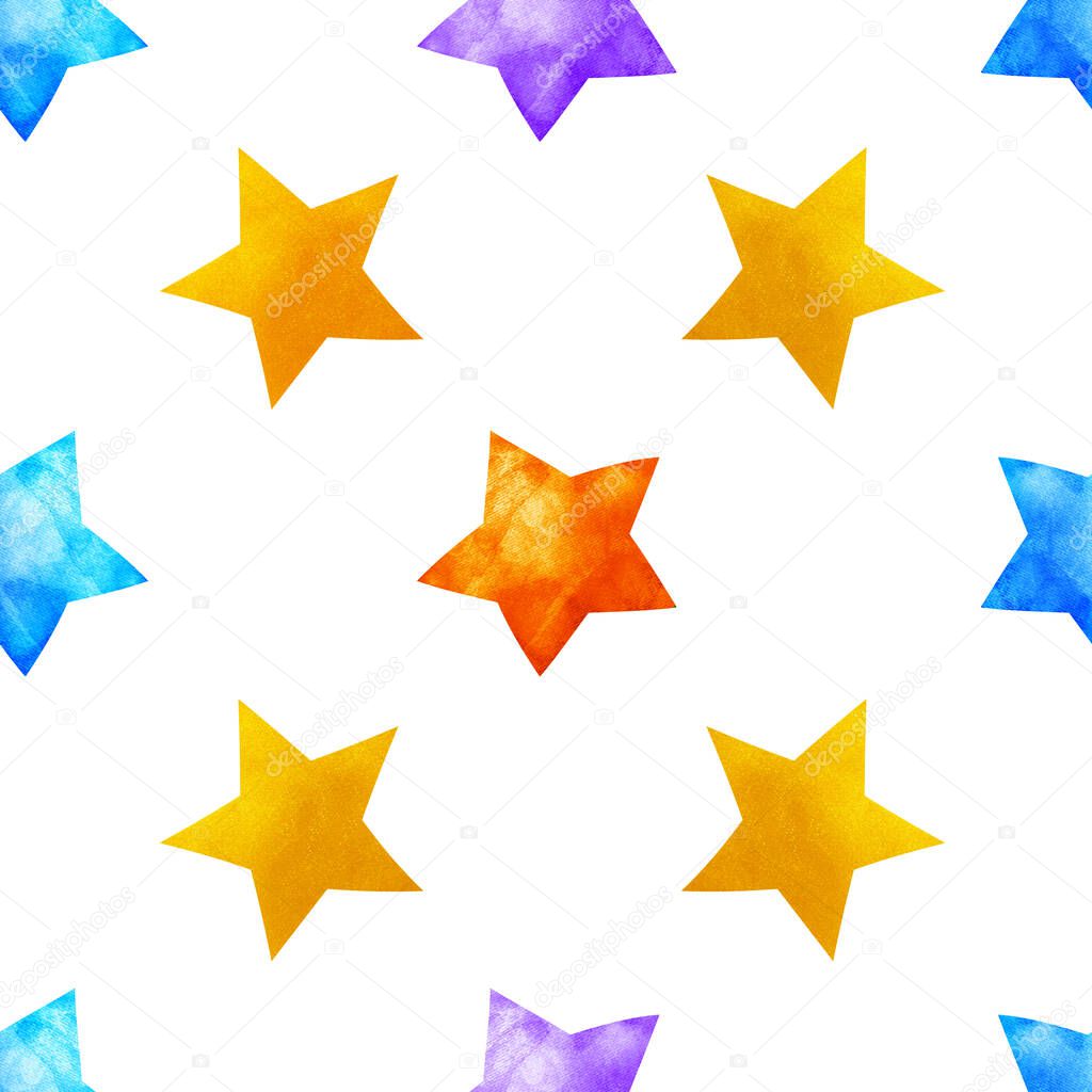 Seamless watercolor pattern with stars