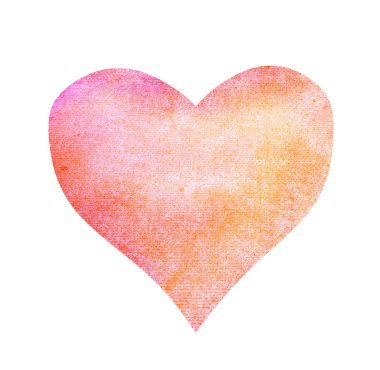 suluboya kalp beyaz üzerine soyut kalp 