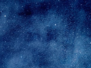 Arka planda yıldızlar olan gece gökyüzü. Suluboya