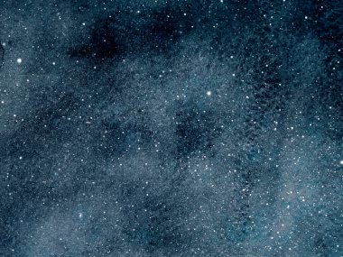 Arka planda yıldızlar olan gece gökyüzü. Suluboya
