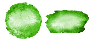 İki suluboya daire ve arkaplan olarak beyaz üzerinde dikdörtgen