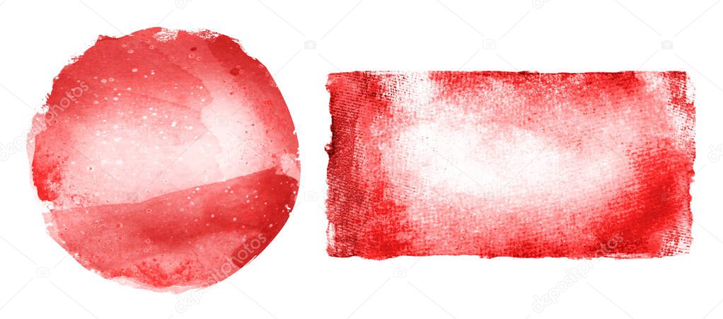 Two watercolor circle and rectangle on white as background
