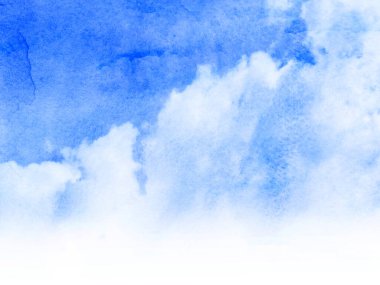 Arkaplan olarak bulutları olan renkli bir gökyüzü. Suluboya