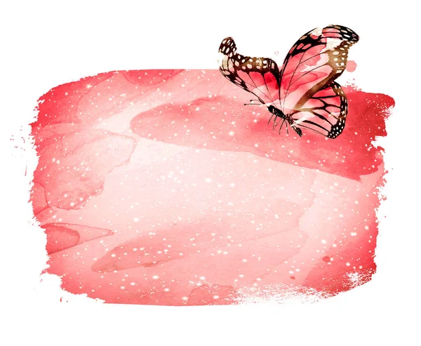白い蝶の水彩画の背景 — ストック写真
