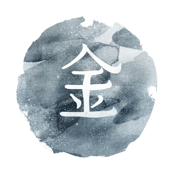 Υδατογραφία Κύκλο Φόντο Κινέζικο Στοιχείο Ιερογλυφικά Μέταλλο — Φωτογραφία Αρχείου
