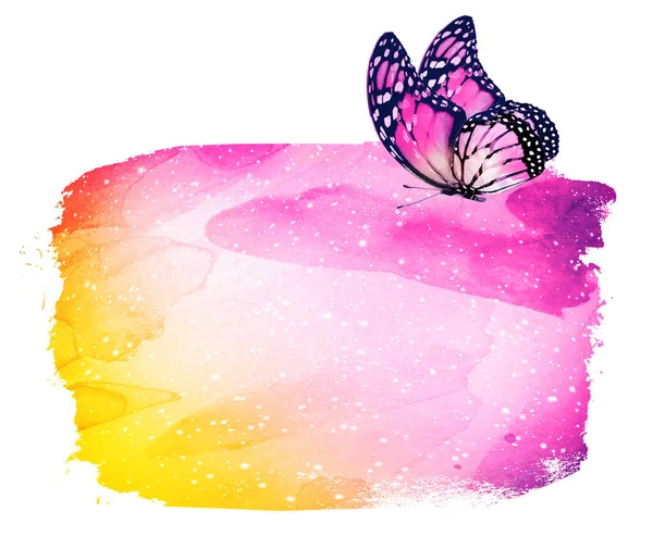 白い蝶の水彩画の背景 — ストック写真