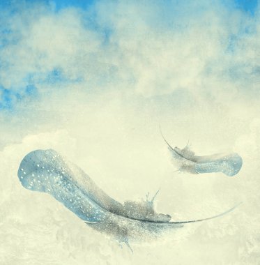 Arkaplan olarak renkli romantik gökyüzü. Suluboya