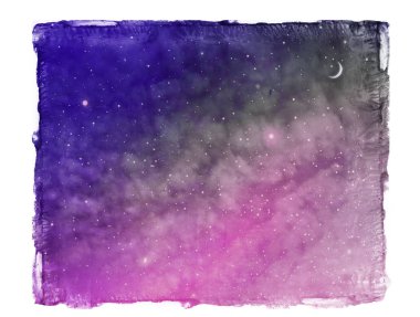 Beyaz üzerinde gökyüzü günbatımı arka planı. Suluboya