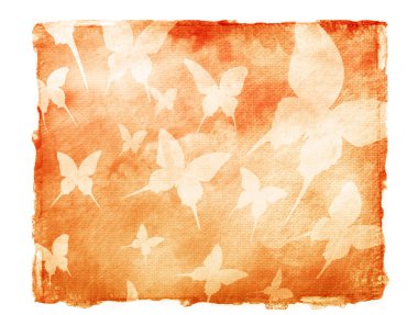 Gökyüzü kelebeklerle izole edilmiş. Suluboya