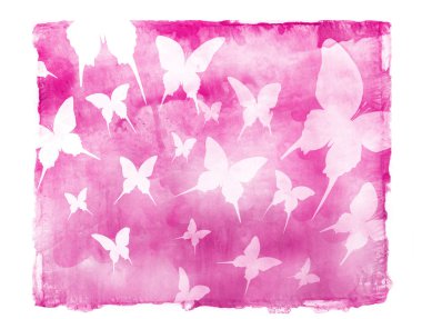 Gökyüzü kelebeklerle izole edilmiş. Suluboya