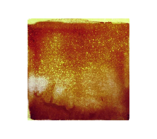 Watercolor golden square on white as background