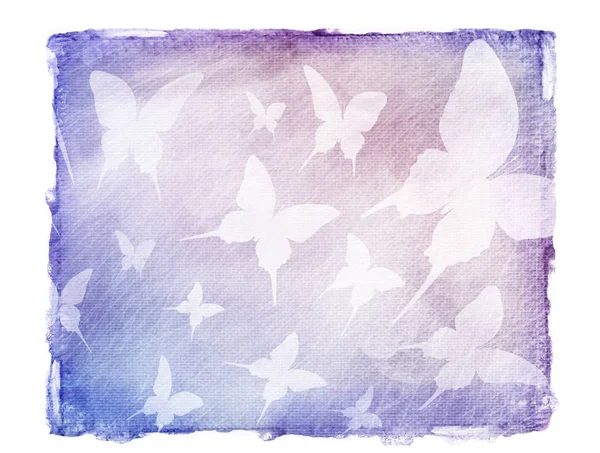 Himmel Isoliert Hintergrund Mit Schmetterlingen Aquarell — Stockfoto