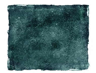 Yıldızlı gece gökyüzü ve beyaz bulutsu. Suluboya