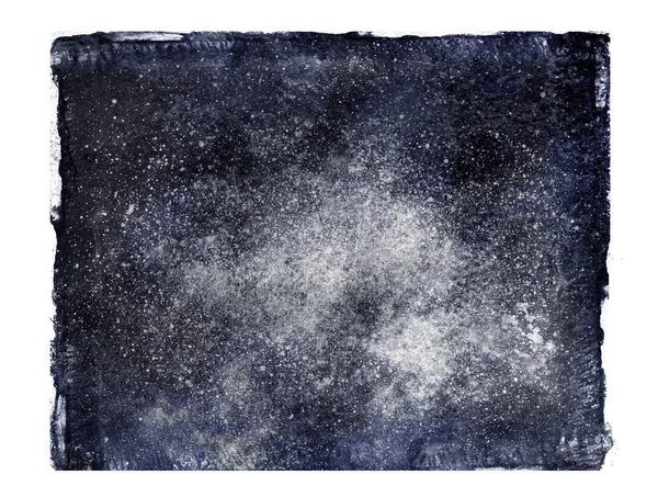 夜空中的星星和星云被白色隔开了 水彩画 — 图库照片