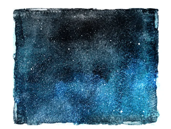 Cielo Nocturno Con Estrellas Nebulosa Aisladas Blanco Acuarela — Foto de Stock