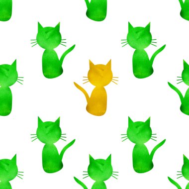 Kedilerde kusursuz desen. Suluboya