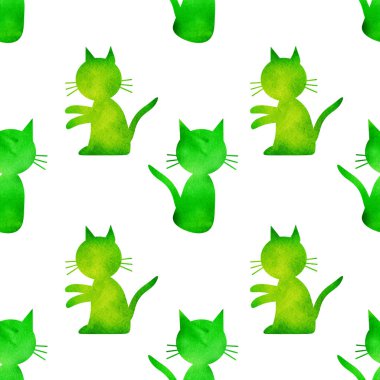 Kedilerde kusursuz desen. Suluboya