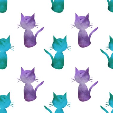 Kedilerde kusursuz desen. Suluboya