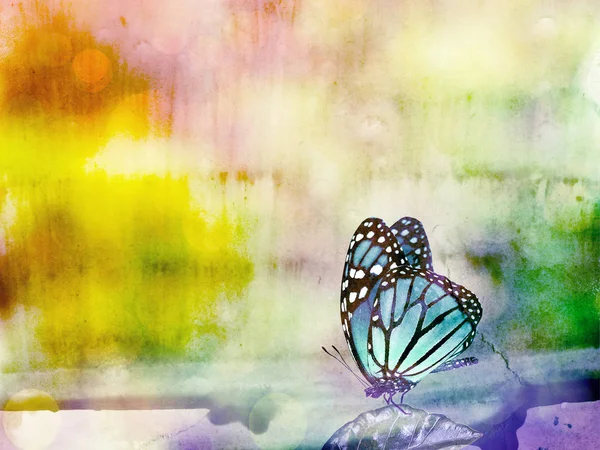 天生的背景与蝴蝶 水彩画 — 图库照片
